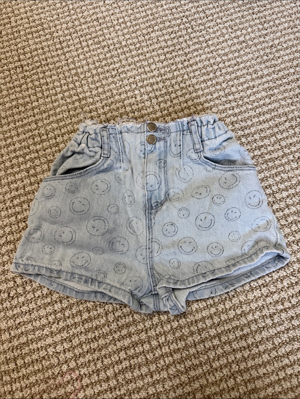 Zara kids Smiley Print Light Blue Denim Shorts